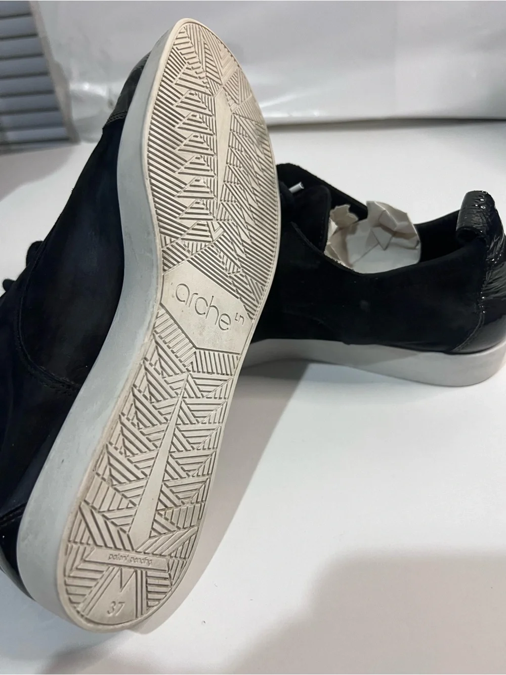Arche Black Lace-Up Sneakers with Patent Toe Cap